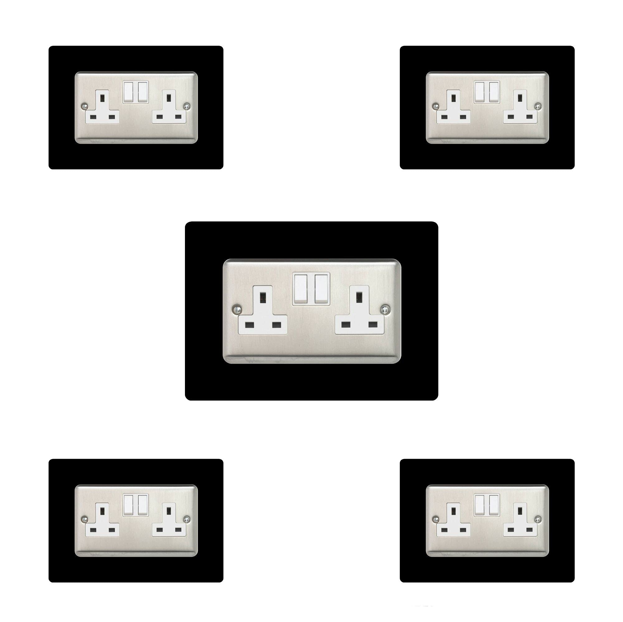 Ewolds 5x Double Socket Surround, Acrylic Back Panel or Plate, Protect Wall from Finger Prints, font colour:black — image 1