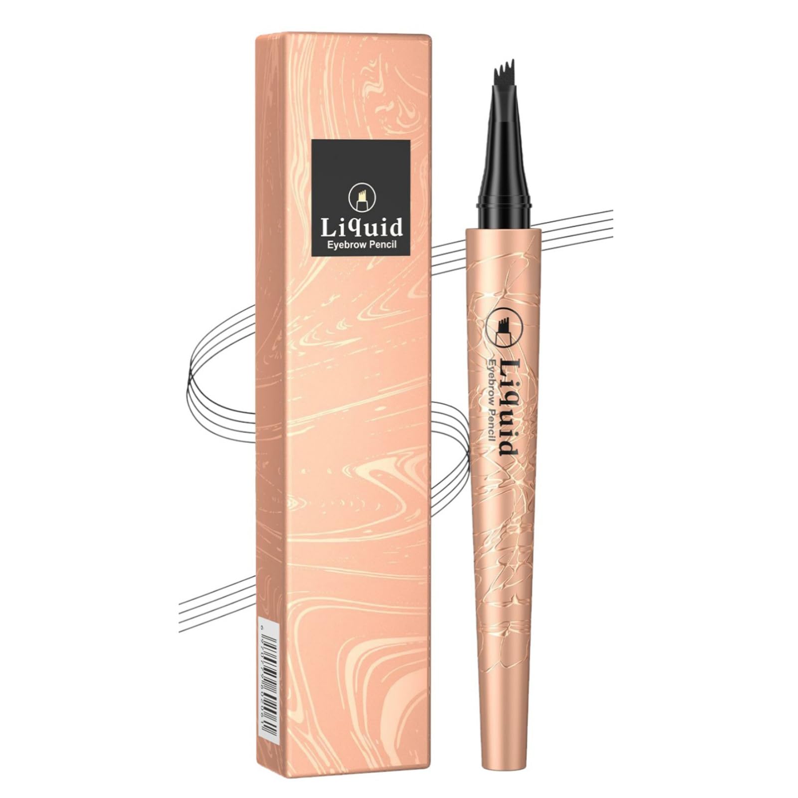 Weixinbuy Microblading Eyebrow Pen Long-lasting, 4D Four-Tip Waterproof Eyebrow Pencil, Liquid Eye Brow Pencil Smudgeproof Easy to Use for Fine Natural Strokes (1# Black Eyebrow Pencil)