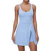 FOMELY Tennis Dress for Women, U Neck Workout Dress with Built in Shorts and Bra for Sleeveless Golf Dresses for Women