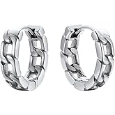 ChainsPro Hoop Earrings for Men, Cuban Link/Norse Viking/Skull Earrings Women Hypoallergenic Punk Earring Jewelry, Stainless Steel/Gold Plated/Black-with Gift Box