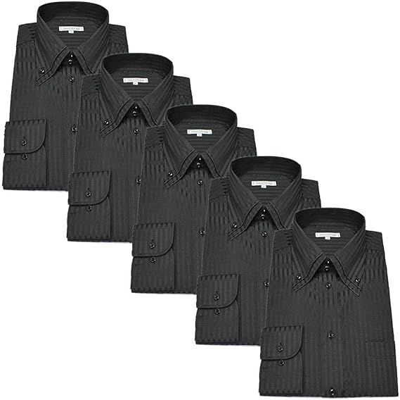 Amazon Co Jp ドレスコード101 黒 ストライプ シャツ 5枚セット ワイシャツ ブラック 黒ワイシャツ メンズ Yシャツ 服 ファッション小物