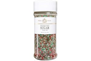 India Tree Jingle Mix Sparkling Sugar, 7.5 oz | Vibrant Red, Green & White Christmas Decorating Sugar Mix
