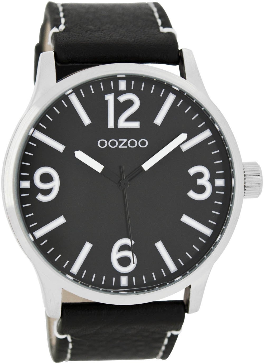 Oozoo XL Watch with Leather Strap Special Item Outlets Sale Remaining Stock Outlet at Reduced Price Variant 1, C7409 - Black/Black, Strap.