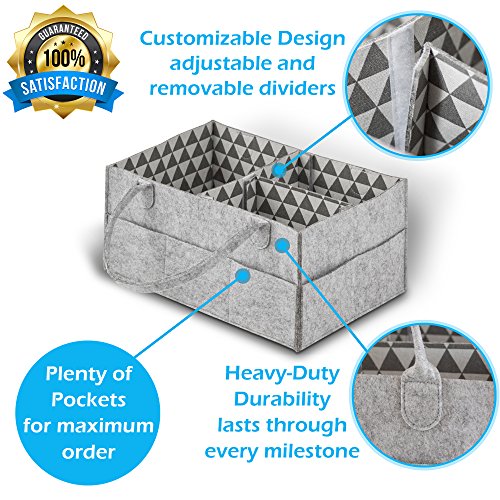image for Baby Diaper Caddy Organizer Set of 2 - Nursery Basket with Handles - B