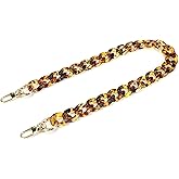 Savagrow 23.6"/60cm Vintage Acrylic Resin Chain Short Thick Resin Purse Shoulder Strap, Amber Color Leopard Print with Buckle