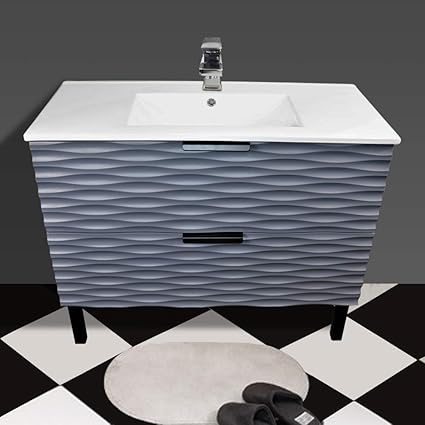 Nrg 1000mm Bathroom Vanity Sink Unit Floor Standing 2 Drawer Storage Cabinet Furniture Grey Amazon Co Uk Kitchen Home