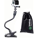 Smatree Ajustable Jaws Flex Clamp Mount 13.4" Gooseneck Extension for GoPro Hero 5/4/3+/3/2/1/Session / for Logitech C920 Webcam / for Compact Cameras(1/4" thread)