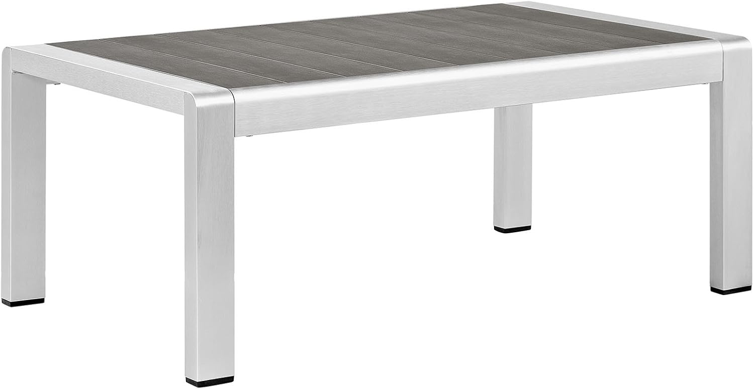 Modway Shore Aluminum Outdoor Patio Coffee Table in Silver Gray : Garden & Outdoor
