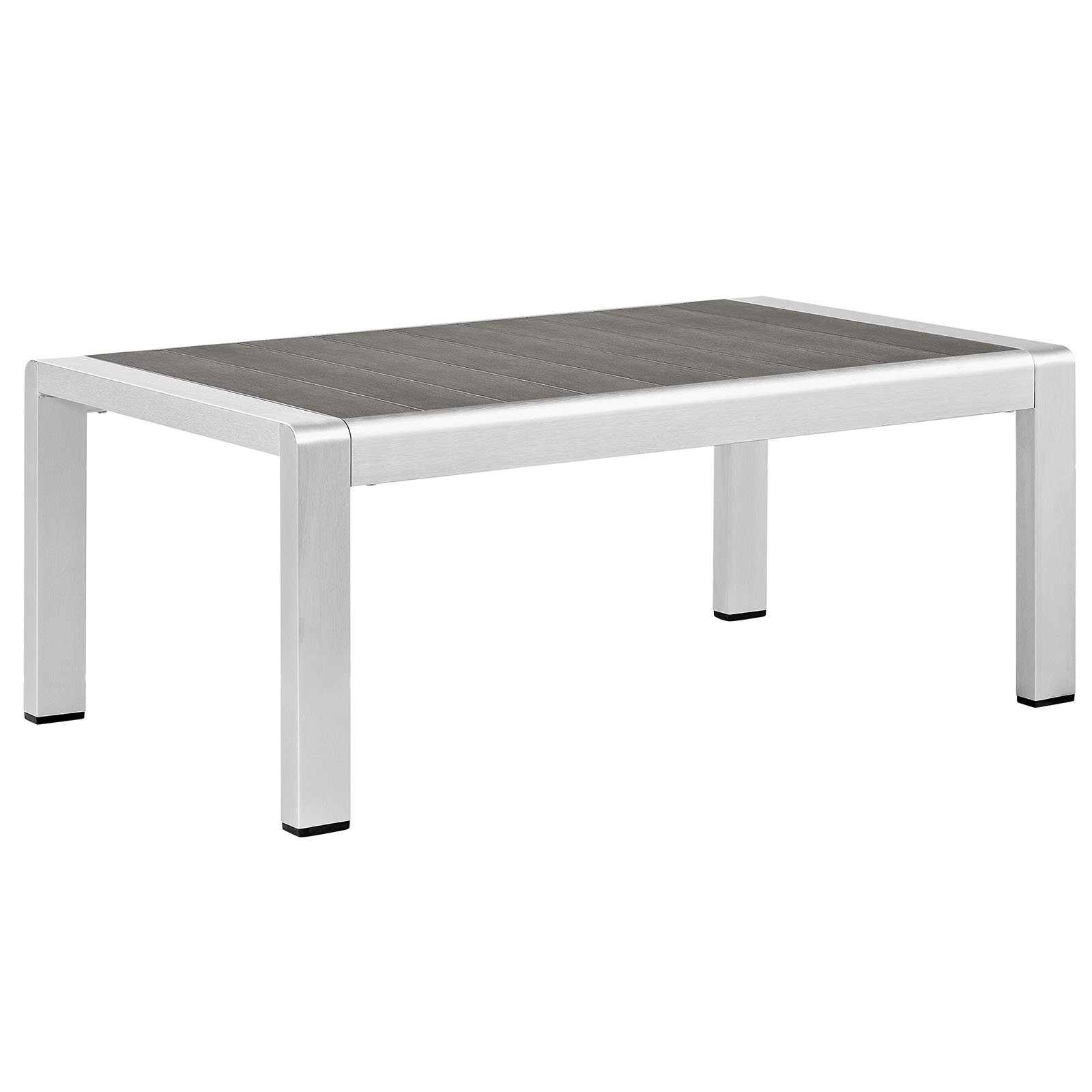 Modway Shore Aluminum Outdoor Patio Coffee Table in Silver Gray LAVORIST