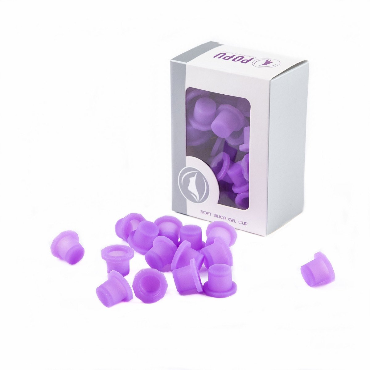 POPU Disposable Silicone Tattoo Ink Cups 12mm Pigment Cap for Permanent Makeup Tattoo Needles Purple
