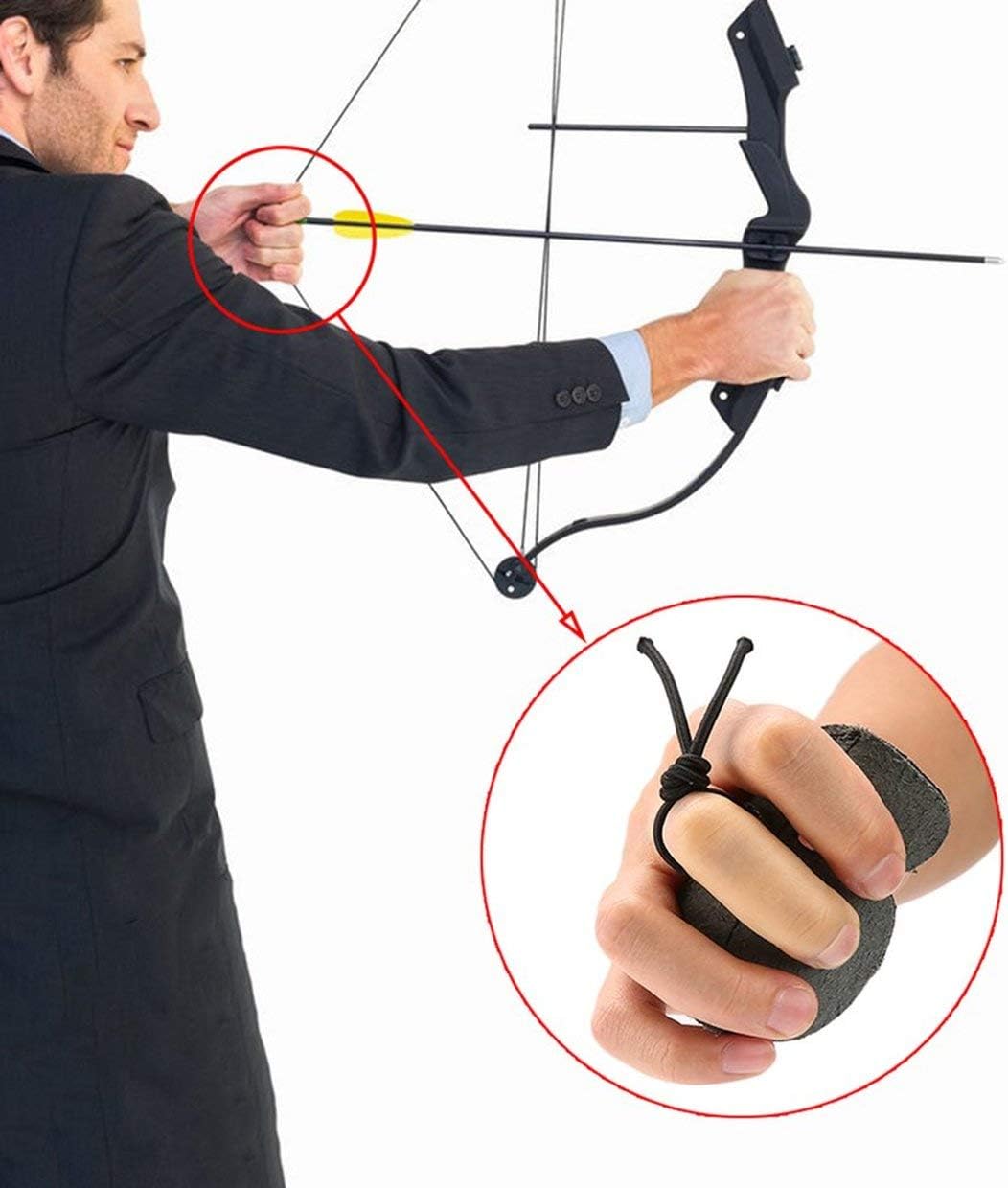 Archery Yuio Cow Leather Archery Finger Guard Protection Pad Glove Tab Bow Shooting Strong And Durable Fits For Left Hand And Right Hand Black Sports Outdoors Finger Tabs