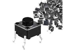 DAOKAI 100PCS Tactile Tact Push Button 4Pin 6x6x5mm Vertical Momentary Switch Miniature Button Electronic Components for Pane