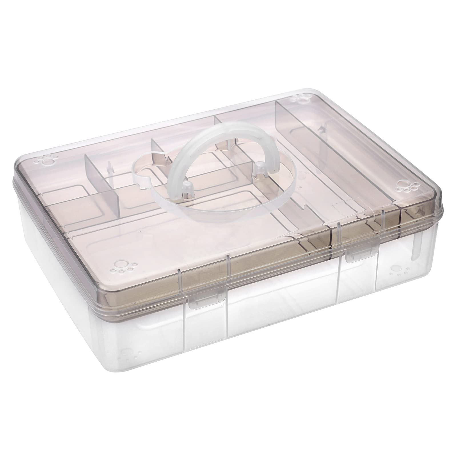 IGNPION Clear Craft Stackable Storage Box with Storage Tray Plastic 7-compartment Mulit Purpose Storage Container for Storing&Organising Toys, Arts&Crafts, Stationery, Sewing, Teaching Aid, Coffee