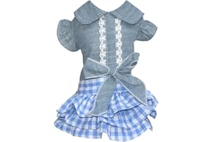 Gyuzh Dog Bubble Bowknot Skirt Dog Cowboy Princess Dresses Puppy Tutu Skirts Summer Dog Dress for Dog Girls Small Medium Dog