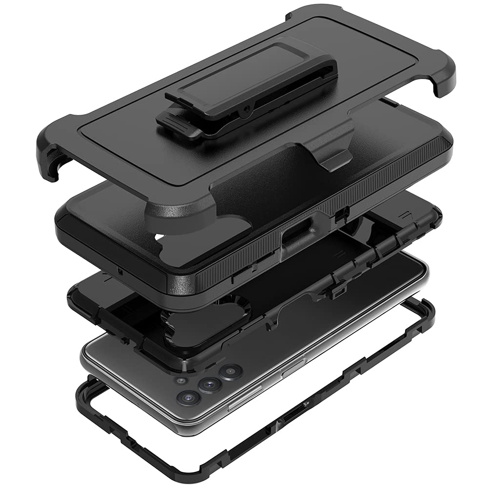 Photo 1 of TENCO Compatible with Samsung Galaxy A32 5G Case,with Screen Protectors,Heavy Duty Rugged Shockproof Full Body Protection Kickstand Case Belt Clip Holster for 5G(Black), SM-A326B, SM-A326BDS