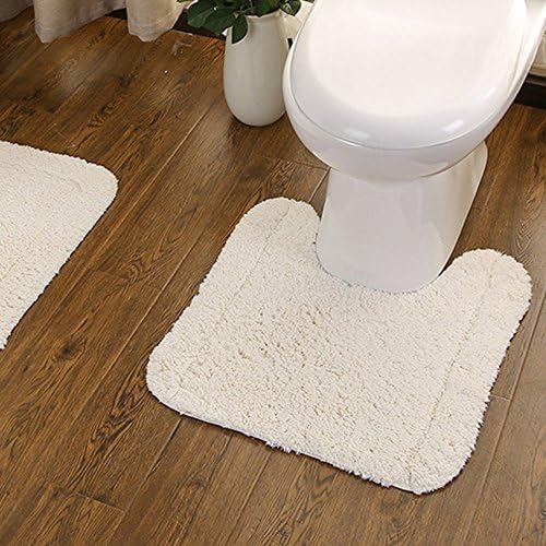 USIXHand Tufted Cotton Towel-Like Hotel Spa Tub Shower Bath Floor Mat Washable Bath Mats Soft Absorbent Cotton Rug/Non-Rubber Back (White,U Shape 19.5x19.5)