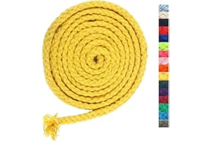 ALICE CATHERINE 5mm * 295ft Macrame Cord Natural Cotton Rope 8 Strand Braided Cotton String for Craft Knitting Thread for Wall Hanging and DIY Crafts(YW)