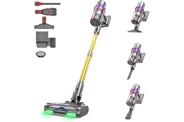 coovy SU7 Ultra Cordless Vacuum Cleaner, 55KPa/650W 80Mins Runtime(Gold) | Powerful Suction, Stick Vac for Whole-House Cleani