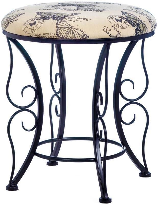 Adumly Style Butterfly Sturdy Iron Padded Cushion Bench Vanity seat Stool Footstool Ottoman