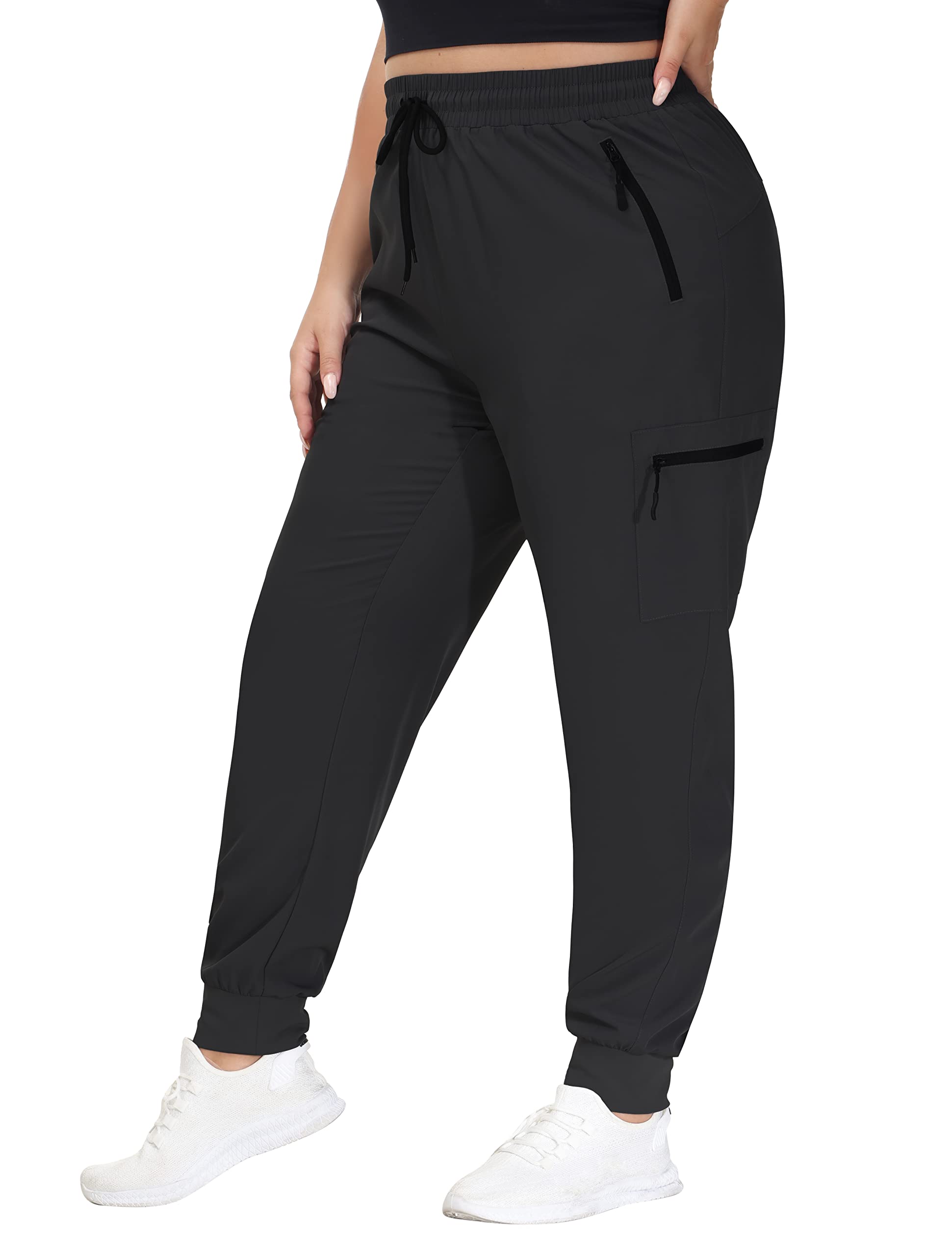 Photo 1 of SEKINO Women's Plus Size Cargo Hiking Pants Lightweight Quick Dry Athletic Pants Pockets Black 2X
