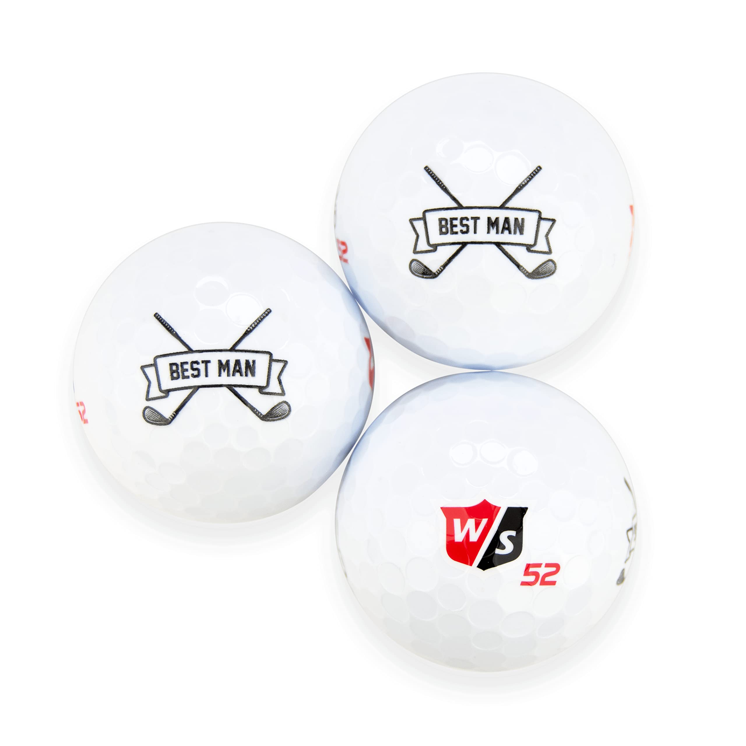 Buffalo BottleCraft Sleeve of 3 Best Man Golf Balls, Wilson Staff Elite, Groomsmens Gifts