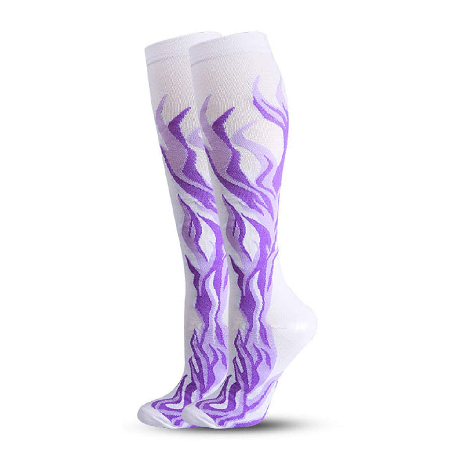 Ranvi 1 Pairs Compression Socks for Women&Men (20-30mmHg)- Best for Running,Travel,Cycling,Pregnant,Nurse,Edema,White Purple(L/XL)