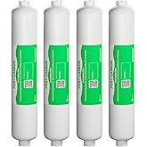 10" Inline Post Activated Carbon Water Filter, 1/4" NPT, RO System Replacement, Alternative for Refrigerator & Ice Maker (HX-ICF-10/3, FLTIN01PKQ, FT15, ICF-10Q/3) – 4 Pack