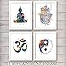 Meditation Zen Wall Art Prints - Unframed Set Of 4 - Buddha, Yin Yang, Om And Hamsa Fatima Hand - Chic Home Decor - Great Gift For Yoga Fans – Ready Frame (8x10) Watercolor Photos