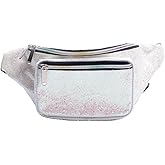 Holographic Rave Light Pink Gravel Glitter Fanny Pack For Women Grils Festival Waist Belt Bags -Light Pink Gravel