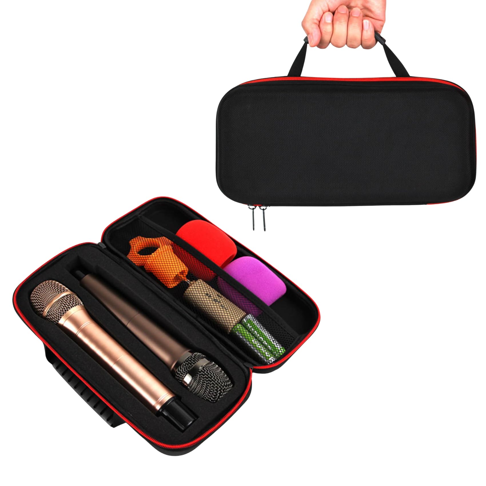 Cocoarm Shockproof Drop Proof EVA Microphone Bag Zipper Case for Microphone Wireless Microphone Carrying Case with Sponge Filling, Large Capacity for Transmitters, Receivers, and More