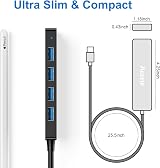 Aceele USB Hub 3.0 4-Port with 2ft Extension Cable and Type-C Power Port view 8