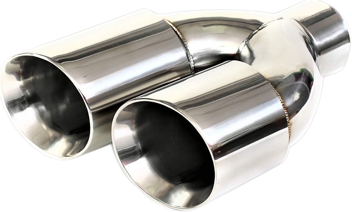 2.5"Inlet to 3.5"Outlet Dual Exhaust Tip Stainless Steel Polish Polished Angle Cut 2.5"iID X 3.5"OD X 10.25"L
