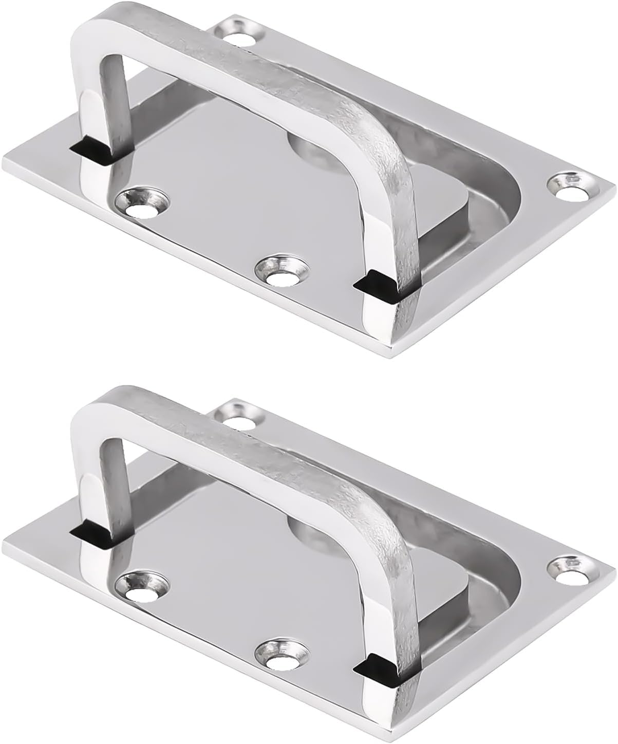 KooingTech Flush Hatch Locker, 2pcs Drawer Handles, 75x56mm Boat Hatch Handle, 316 Stainless Steel Boat Recessed Handle Pull Handle Cabinet Lift Handle for Marine Yacht