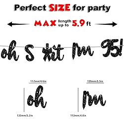 Oh I’m 95! Banner Backdrop Glitter Black Hallo
