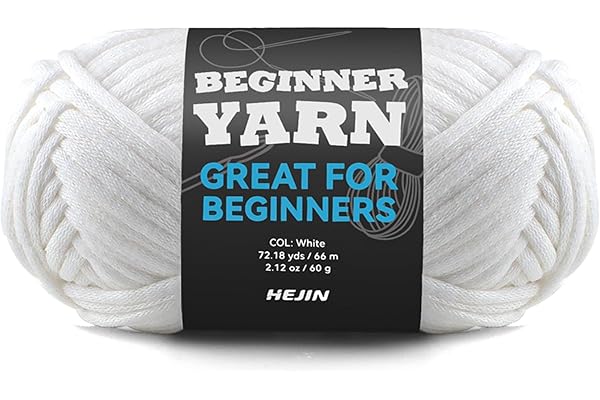 60g White Yarn for Crocheting and Knitting;66m (72yds) Cotton Yarn for Beginners with Easy-to-See Stitches;Worsted-Weight Medium #4;Cotton-Nylon Blend Yarn for Beginners Crochet Kit Making