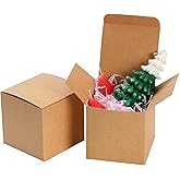Apprabbr 25 Pack Push-Form Gift Boxes 4x4x4 Mini Brown Gift Boxes with Lids & Cookie Case for Candy & Candle Packaging - Easy Assembly Cube Boxes for Christmas, Gifts, Crafting, Party Favor - Kraft