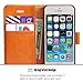 OCASE iPhone 5 Case iPhone 5S Case [Free Screen Protector Included] Leather Wallet Flip Case for iPhone 5 / 5S / SE Devices - Light Brown