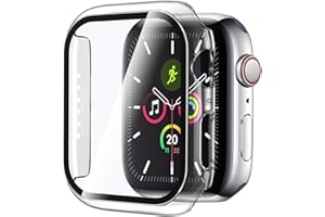 HANKN 2 Pack for Apple Watch Series 6 5 4 SE 40mm Tempered Glass Screen Protector Case Clear Hard Cover Iwatch, Transparent