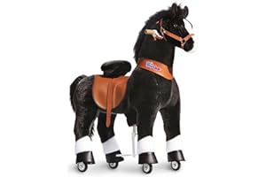 PonyCycle Large Riding Horses for Big Kids Classic Model U (with Brake/ 42.5" Height/Size 5 for Age 7-12) Riding Pony Cycle U5 Mechanical Horse Black Ux526