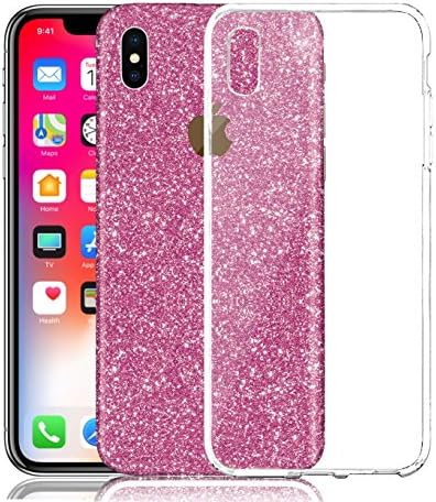 iPhone X Sticker, Toeoe Bling Crystal Diamond Decal Skin with a Clear Case for iPhone X Rose