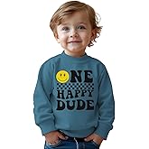 CM C&M WODRO First Birthday Sweatshirt Toddler Baby Boy One Happy Dude Pullover Shirt Crewneck Long Sleeve Fall Winter Outfit