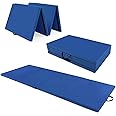 Giantex 4'x10'x 2" Gymnastics Mat, 4-Panel Folding Aerobics Exercise Mat w/Hook & Loop Fastener, Carrying Handle, Portable Tumbling Mat for Stretching Yoga Cheerleading Martial Arts