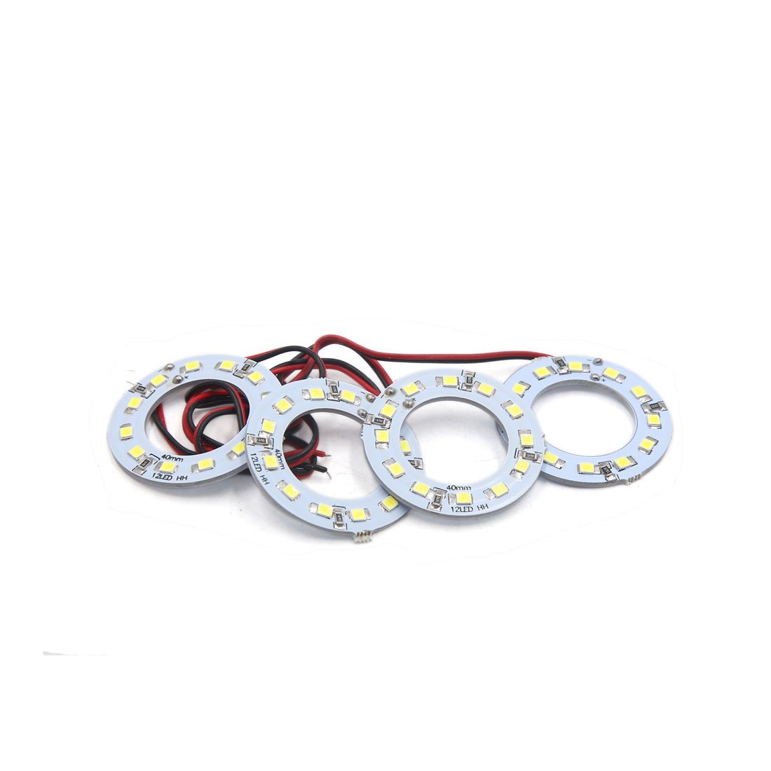 Photo 1 of uxcell 4pcs 12V White 40mm 12 Surface Mount Device LED Ring Light for Car Automobile