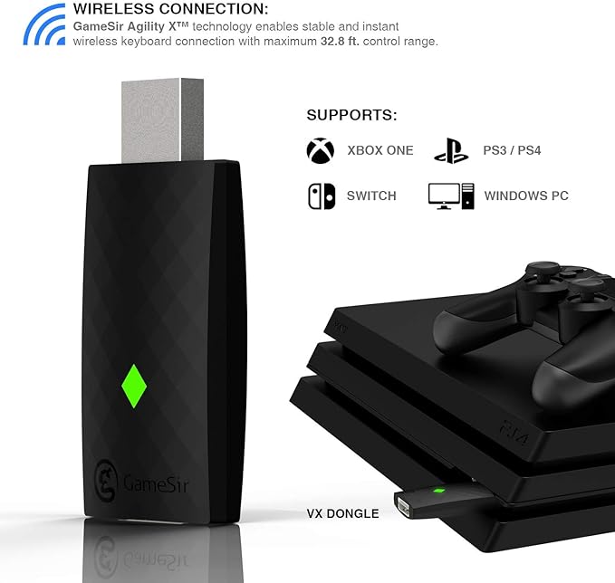 Amazon Com Gamesir Vx Aimswitch Keyboard And Mouse Adapter For Ps4 Xbox One Nintendo Switch Ps3 Wireless Converter Game Console Computers Accessories
