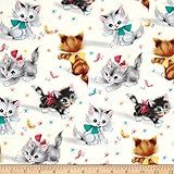 Michael Miller Kitties Cream Fabric By The Yard