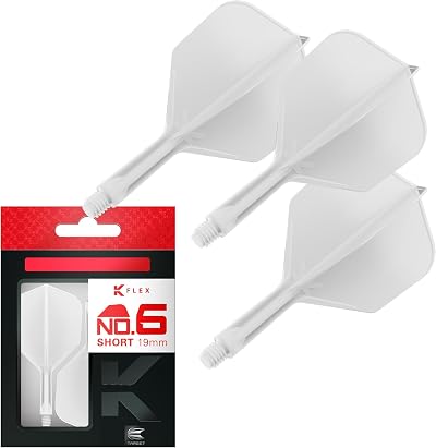 Target Darts K-Flex Integrated Flights and Shafts No6 White Short Pack of 3