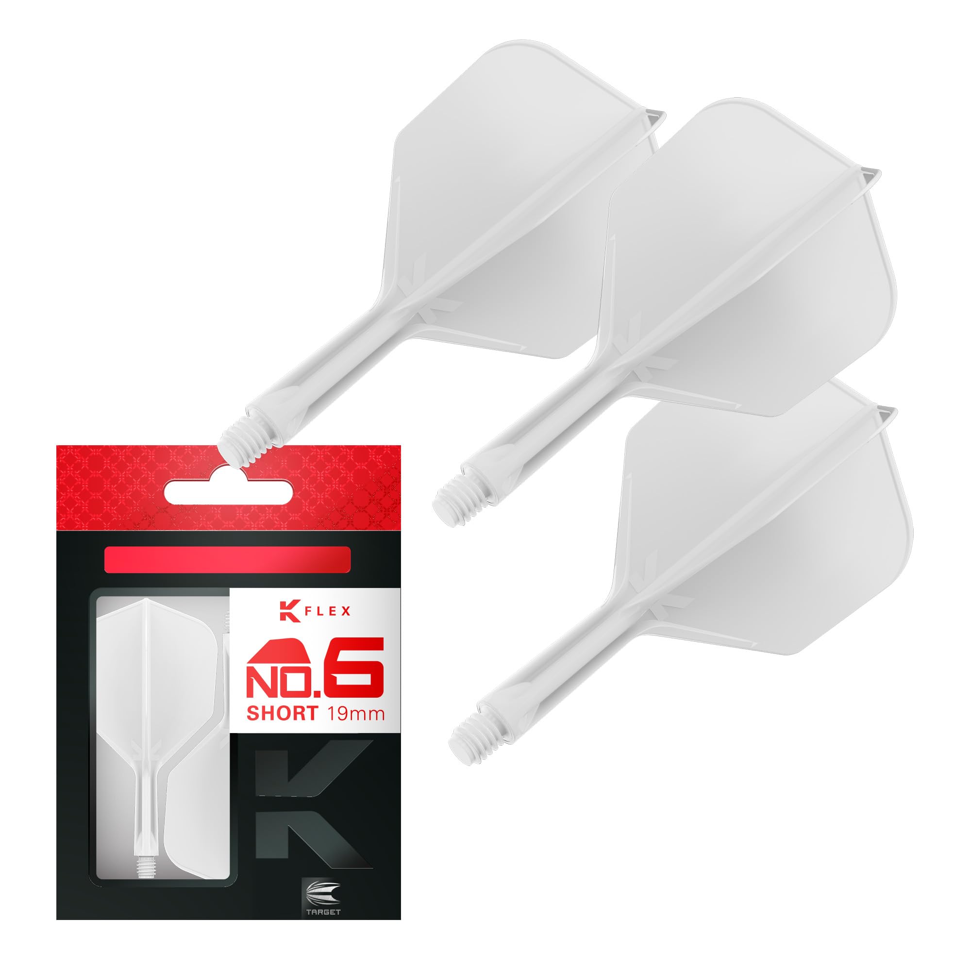 Target Darts K Flex Integrated Dart Flights And Shafts, No.6 White (Short) | Pack Of 3 K-Flex - No6, Kflex All In One Moulded Dart Flight & Stem | Professional Dart Accessories