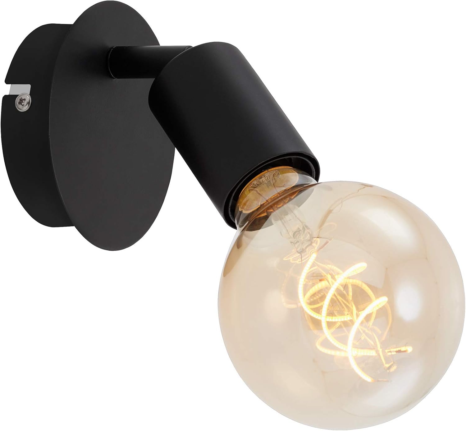Briloner Leuchten Retro Vintage Wall Spotlight 1-Bulb Swivel and Swivel E27 Max 60W Metal Black 60W