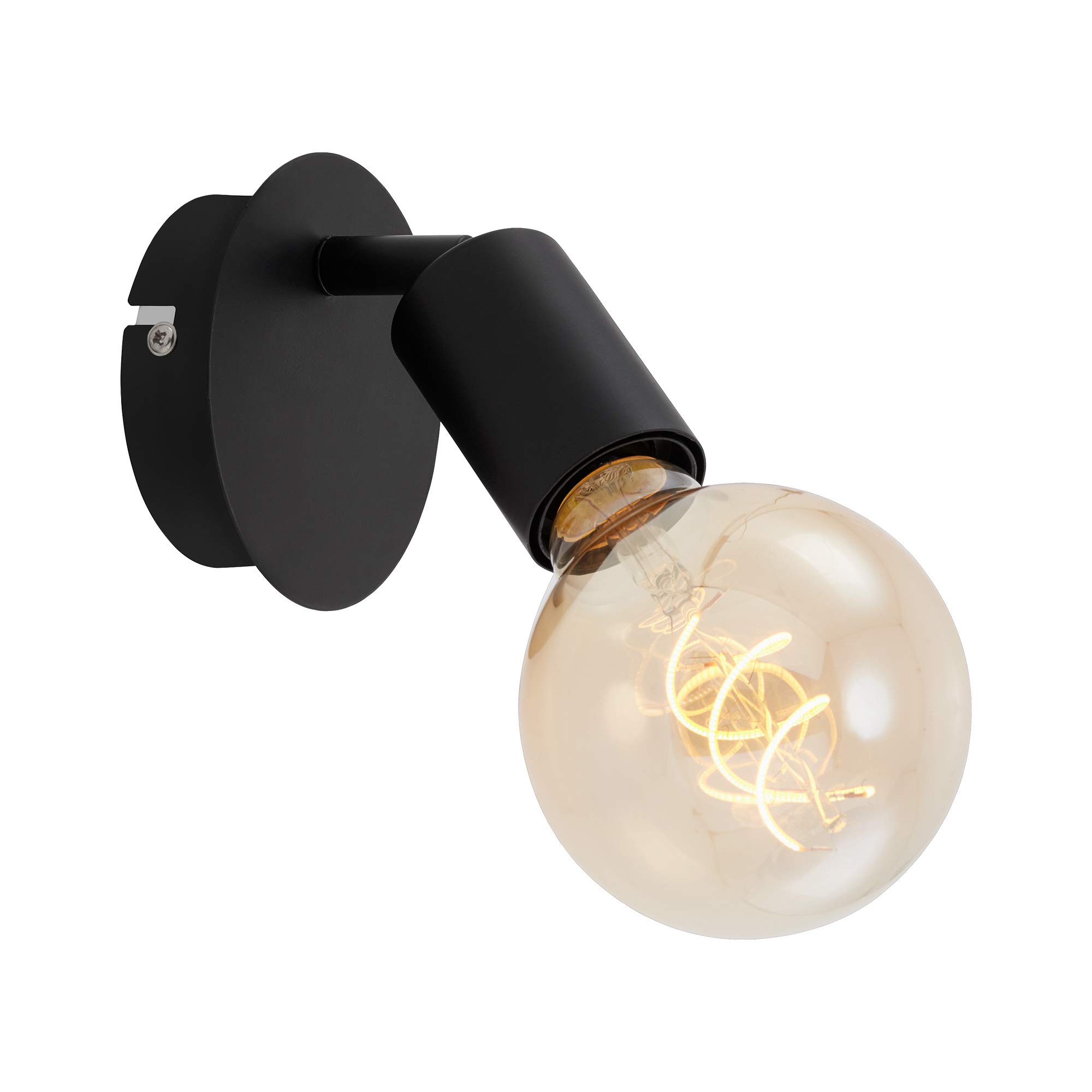 Briloner Leuchten Retro Vintage Wall Spotlight 1-Bulb Swivel and Swivel E27 Max 60W Metal Black 60W