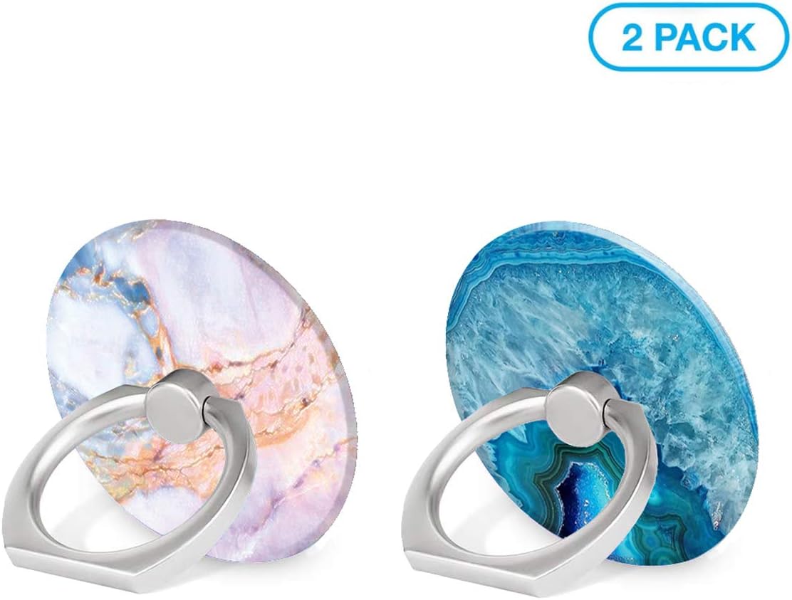 BYBART Cell Phone Ring Holder, 2 Pack 360 Degree Rotation Phone Finger Ring Expand Stand Kickstand Grip Compatible Most of Smartphones /Case - Pink Blue Marble
